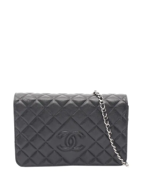 CHANEL Pre-Owned 2015-2016 CC Quilted Calfskin Wallet on Chain crossbody bag Black POP8IEQ27PJSOLNO
