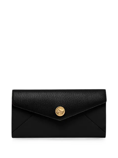 Chloé logo-plaque grained leather wallet Black CH25SP540O93