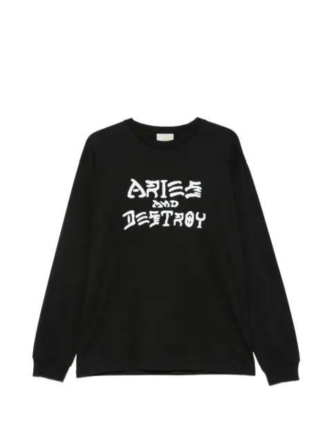 Aries long-sleeve slogan-print T-shirt Black AR6002206
