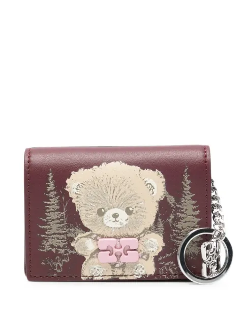 GANNI Bou Teddy printed card holder Red B3010376