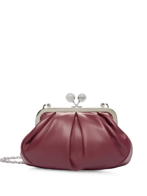 Weekend Max Mara small Pasticcino pleated leather clutch bag Red 2625516114600PRATI057