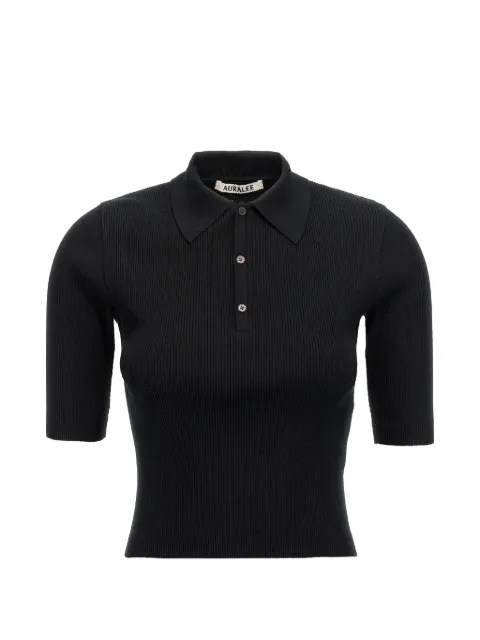 Auralee ribbed-knit polo shirt Black A00P01HRBLACK
