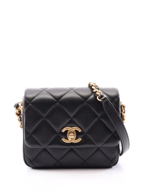 CHANEL Pre-Owned 2021-2026 Mini Quilted Lambskin Side Note Flap crossbody bag Black FI2S1G84VHI8XYEH
