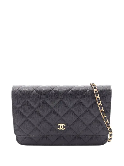 CHANEL Pre-Owned 2019 CC Quilted Caviar Wallet on Chain crossbody bag Black QDYE9ZLGQ2ZT74TN