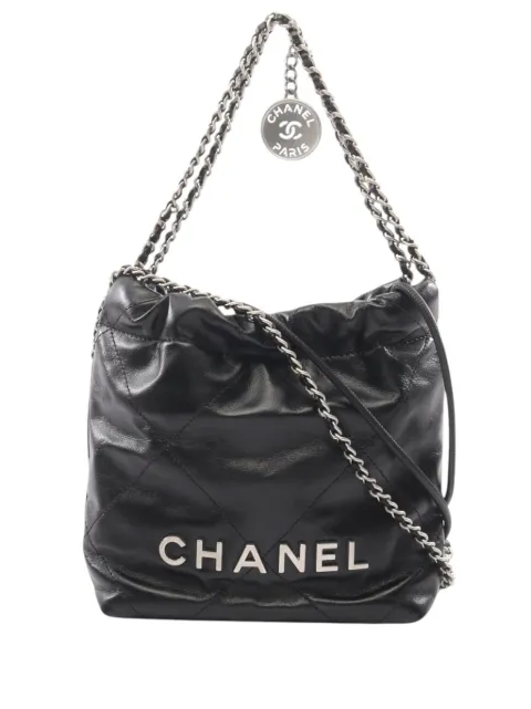 CHANEL Pre-Owned 2021-2026 Mini Shiny Calfskin 22 Handbag satchel Black D484LGGWD47KHEWH