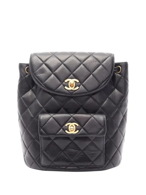 CHANEL Pre-Owned 2002-2003 Medium Quilted Lambskin Duma backpack Black 0B8L7QQU813755GV