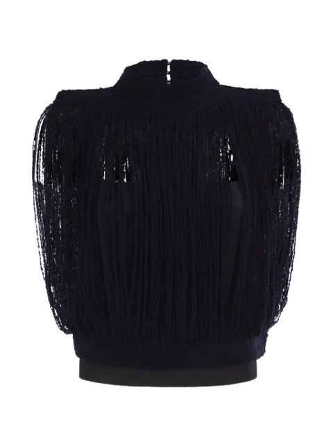Fabiana Filippi fringed high-neck top Blue MAD216F373M347