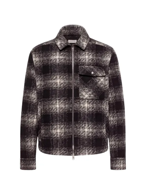 Moncler check jersey zip-up shirt Black L20912F0003589BKB
