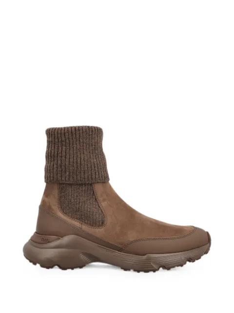 Tod's ribbed-knit suede boots Brown XXW54C0JP30UMO