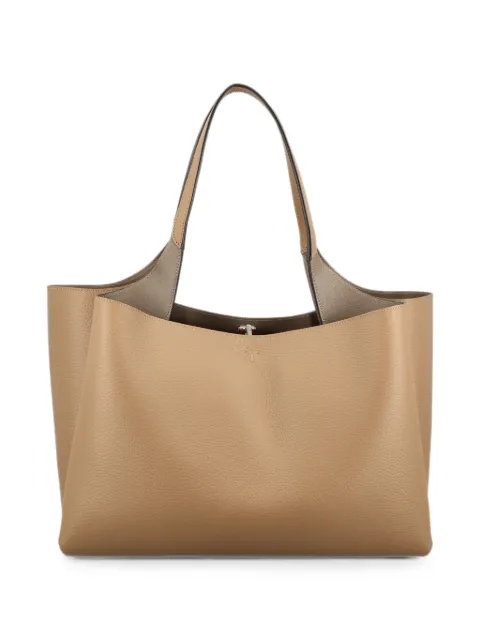 Tod's medium logo-embossed pebbled-leather shoulder bag Neutrals XBWAPAF9300QRI