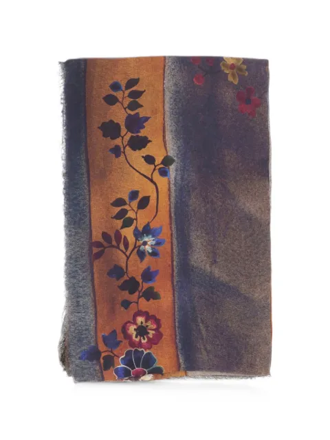 Faliero Sarti floral-print fringed scarf Blue 2206