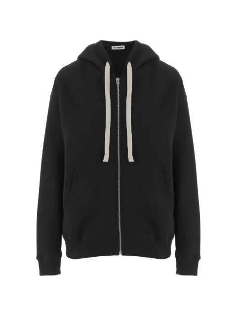 Jil Sander zip-up drawstring hoodie Black J02HG0106J20128