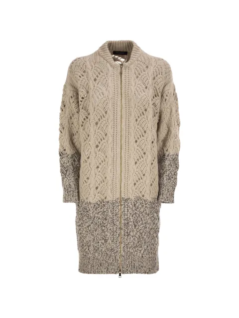 Fabiana Filippi open-knit zip-up cardigan Neutrals MAD216F057M326