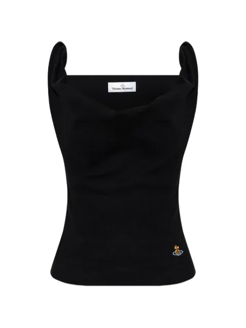 Vivienne Westwood Anna Orb-embroidered draped top Black 1504000BJ00BO