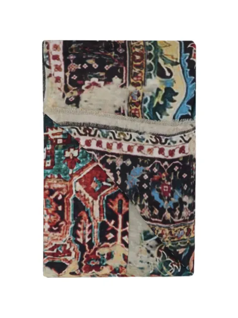 Faliero Sarti rug-print frayed scarf Neutrals 20753250
