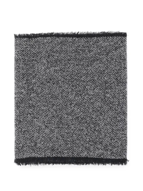 Faliero Sarti herringbone-pattern fringed scarf Black 2227136