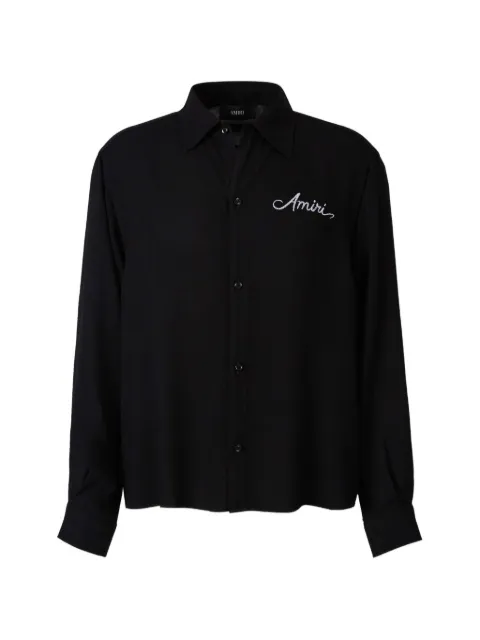 AMIRI logo-embroidered bandana-patch shirt Black AM326SH003