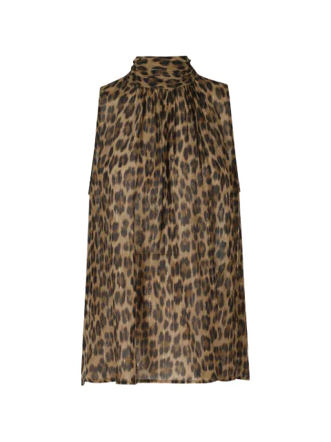 Semicouture Dulcie leopard-print pussy-bow top Neutrals Y6WS40