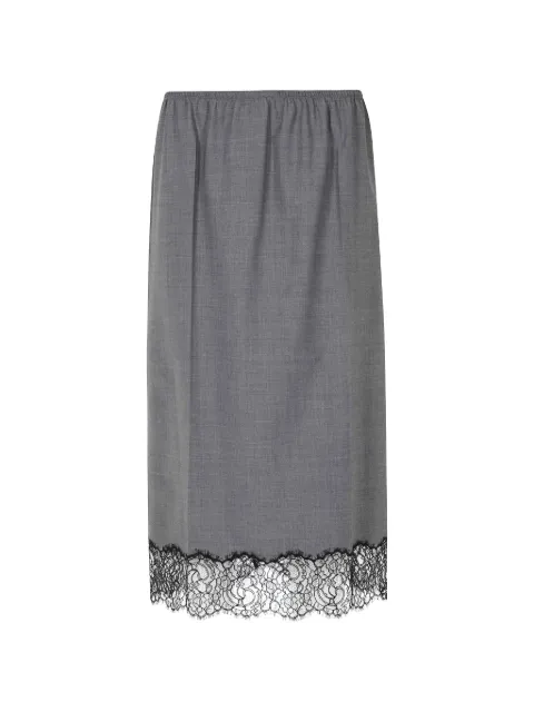 Semicouture Becka lace-trim pleated midi skirt Grey Y6WI30