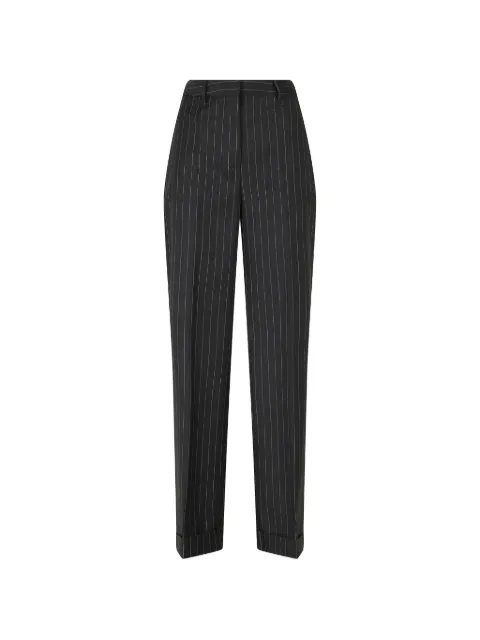 Semicouture Lola pinstripe-pattern turn-up trousers Grey Y6WM65