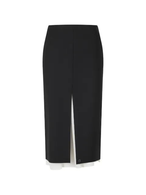Semicouture Xenia layered-detail front-slit midi skirt Black Y6WI45099