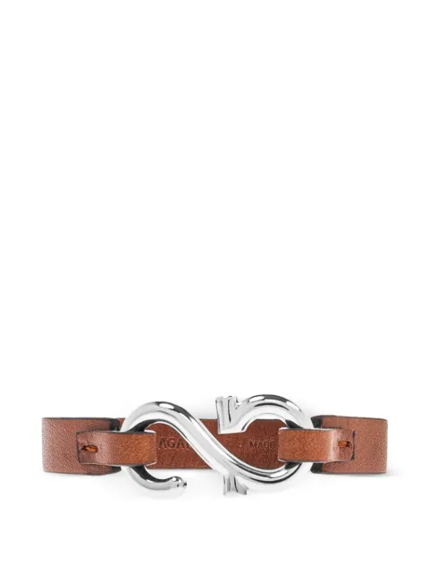 Ferragamo Gancini calf leather bracelet Silver 770386