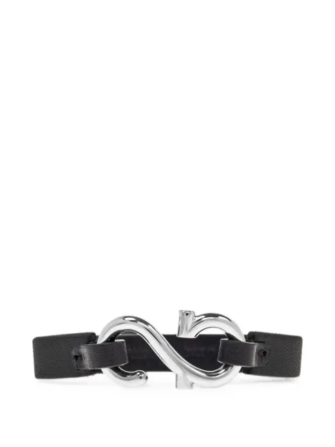 Ferragamo Gancini leather bracelets Silver 770386