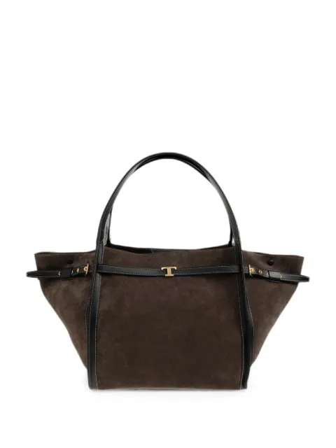 Tod's T Timeless calf suede tote bag Brown XBWTIMA0300P3A