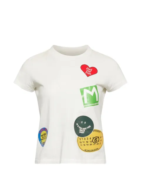 MM6 Maison Margiela sticker-print cotton T-shirt Neutrals S52GC0373M20050