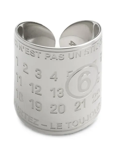 MM6 Maison Margiela Souvenir logo-engraved wide ring Silver SM6UQ0123P9220
