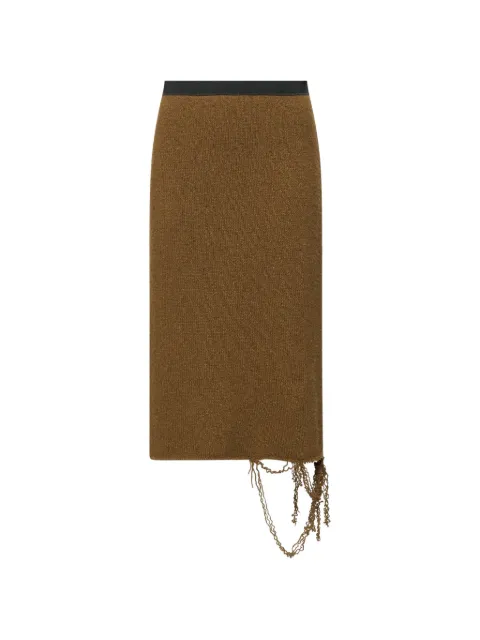 MM6 Maison Margiela logo-print distressed-hem skirt Brown S52ME0036M13283