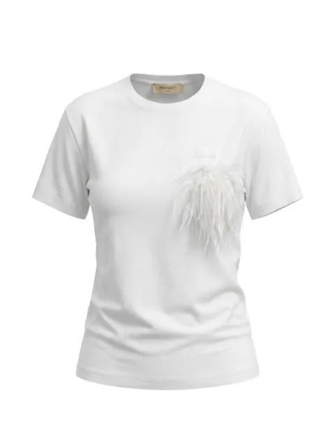TWINSET feather-embellished T-shirt White 262TP2300