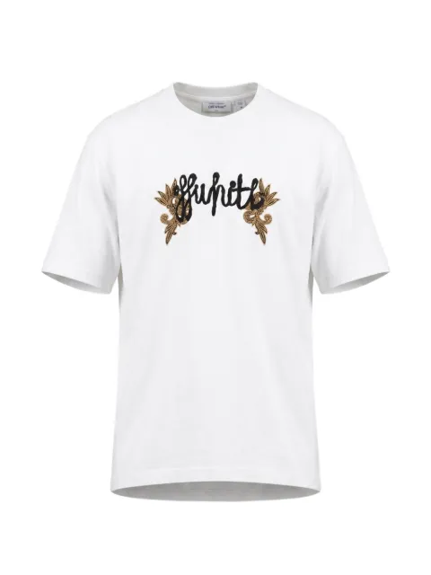 Off-White Paisley Arrow Skate embroidered T-shirt White 44MAA120F26J00L