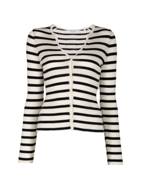 Veronica Beard striped ribbed-knit cardigan White 2606KA6291145