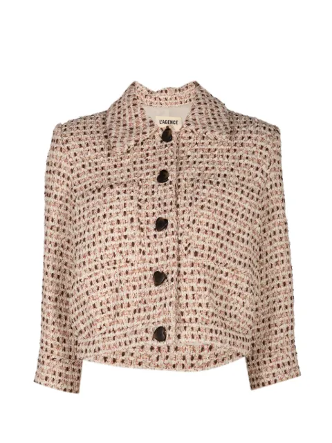 L'Agence Jia cropped tweed jacket Neutrals 1884JBTIPDS