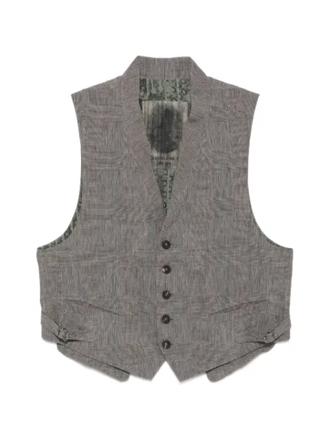 Ziggy Chen check-pattern waistcoat Grey OM2620101
