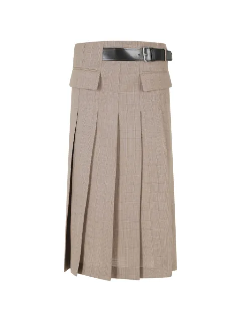 Semicouture Cressida belted pleated midi skirt Neutrals Y6WM12