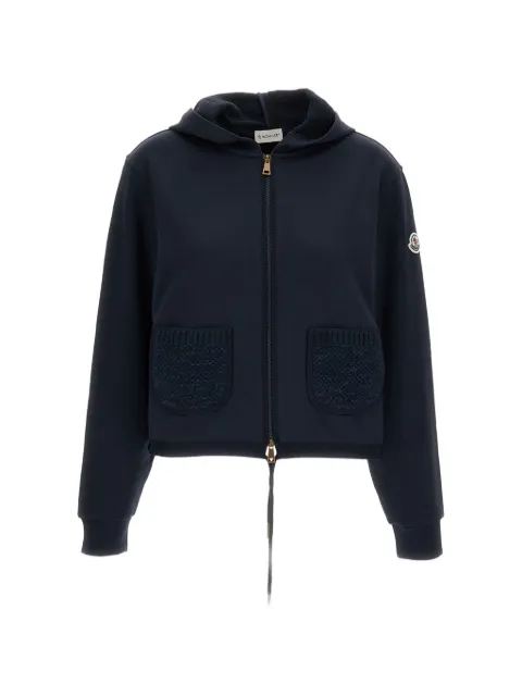 Moncler logo-patch zip-up hoodie Blue 8G0000589A8F778