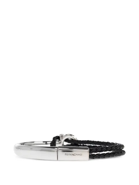 Ferragamo Gancini braided-calf leather bracelets Silver 785643
