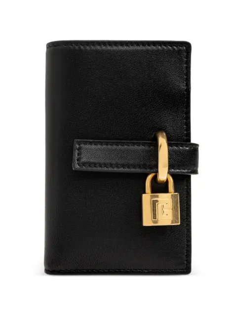 Balmain padlock-detail calf leather wallet Black HN1MG272LNSA
