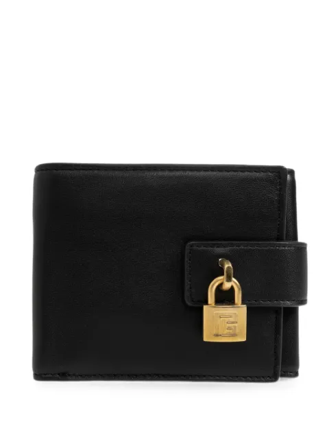 Balmain logo-padlock calf leather wallet Black HN1NE276LNSA