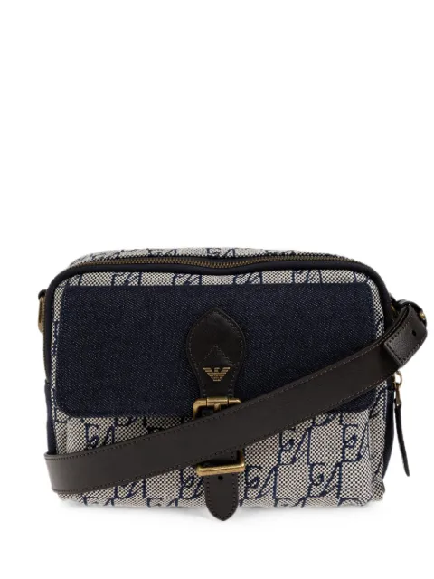 Emporio Armani monogram-print buckled messenger bag Neutrals EM006544AF2