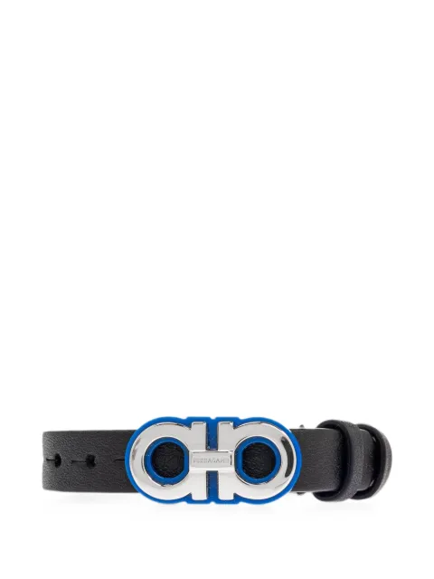 Ferragamo Gancini buckle calf leather bracelet Black 785705