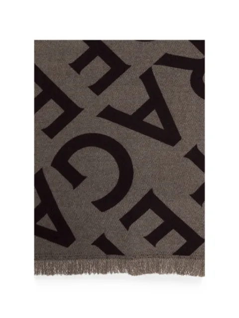 Ferragamo monogram-print fringed-edge scarf Neutrals 779289