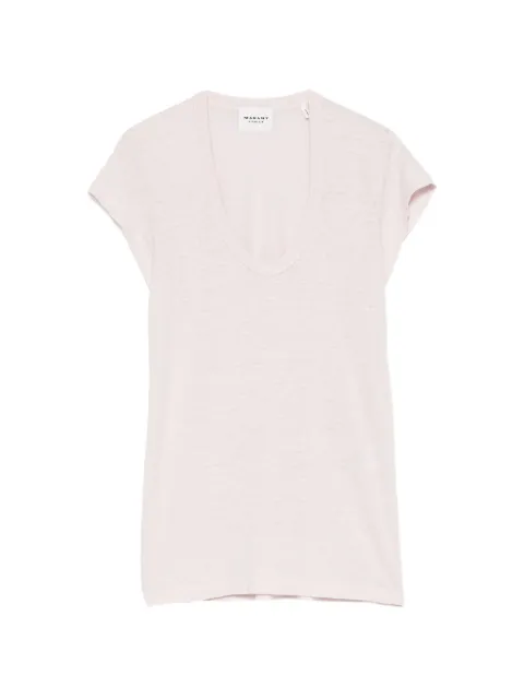 MARANT ÉTOILE Zankou deep V-neck short-sleeve T-shirt Pink TS0014FBB1N17E