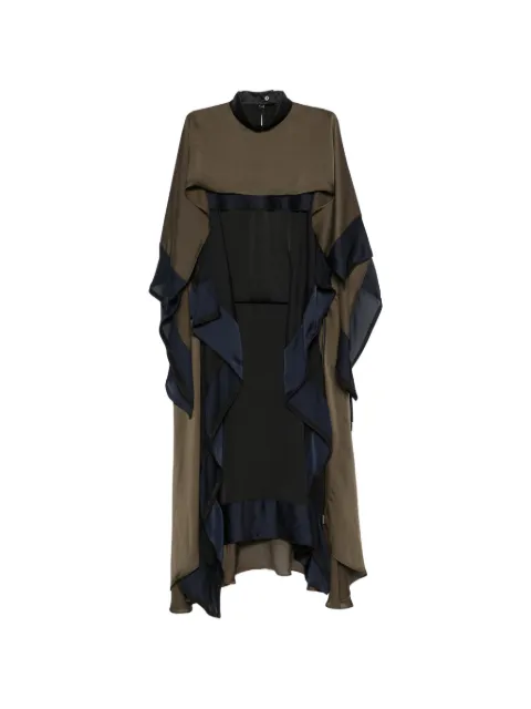 sacai ruffled layered-design asymmetric dress Green 2608574