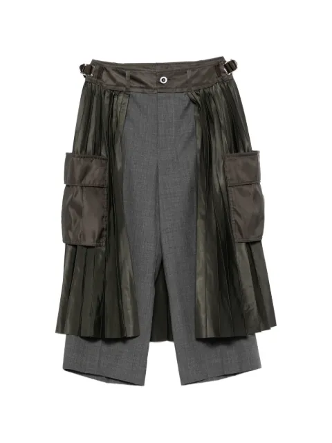 sacai pleated-overlay cropped trousers Grey 2608570
