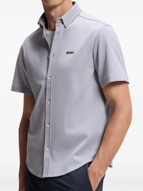 BOSS logo-print button-down shirt Grey 50555951