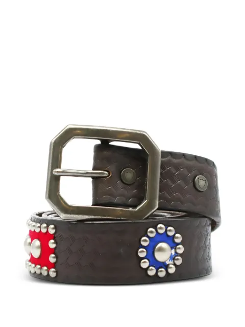 Htc Los Angeles engraved stud-embellished belt Brown 21WHTCI023