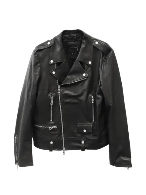 Htc Los Angeles Axel stud-embellished leather biker jacket Black 25WHTGI002
